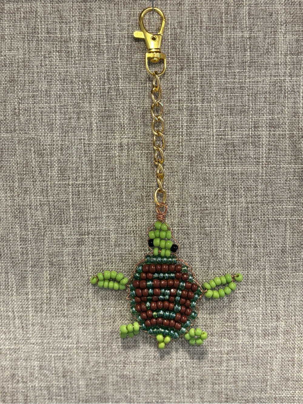 Beaded Green Turtle Keychain/Bag Charm